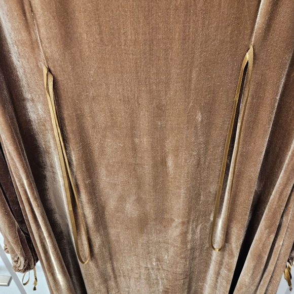 Vintage - Rayon/Silk Blend Velvet Boston Proper Tan Maxi Dress - Size XL - Picture 10 of 12